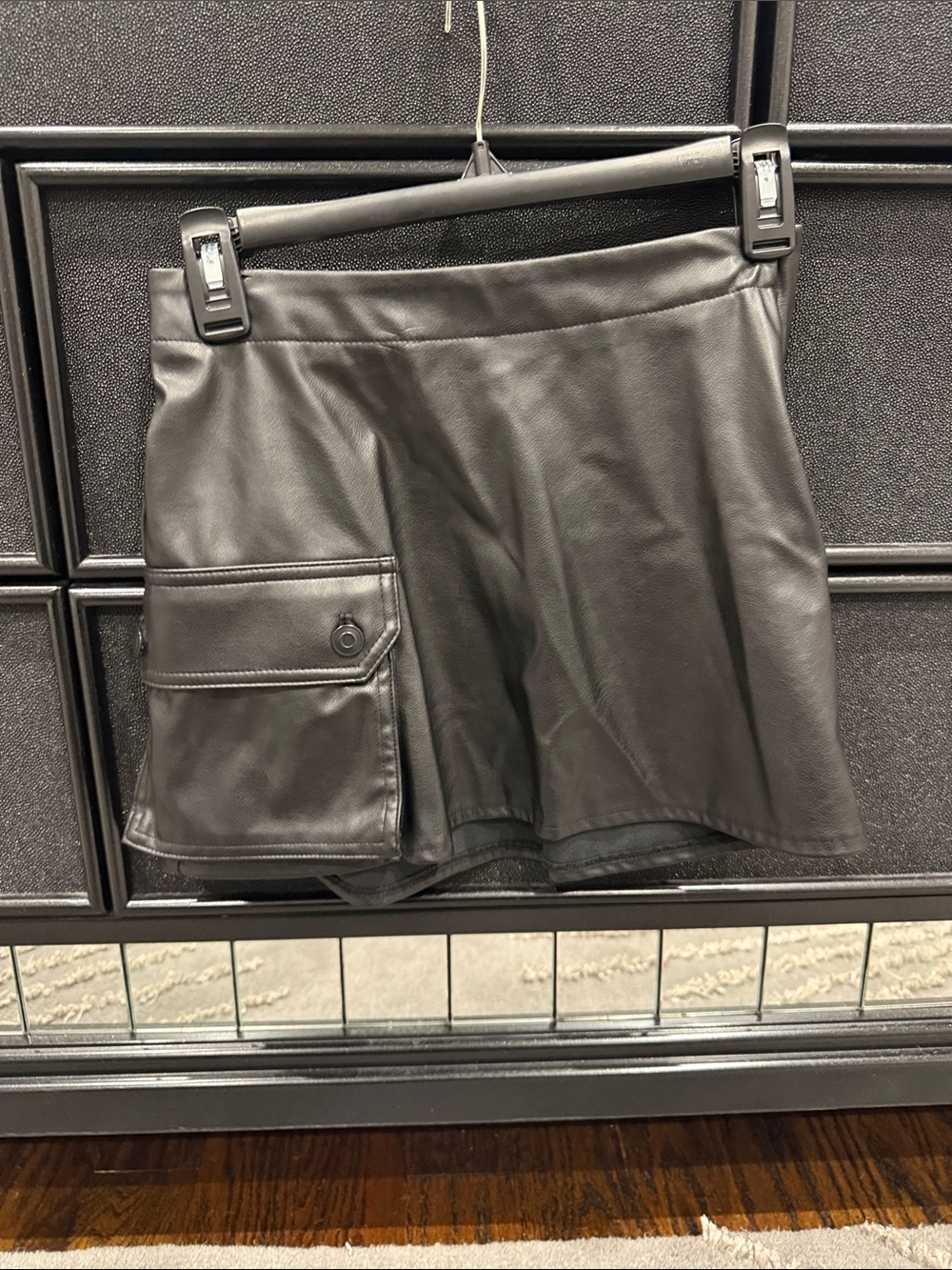 H&M Black Faux Leather Cargo Skort for Kids